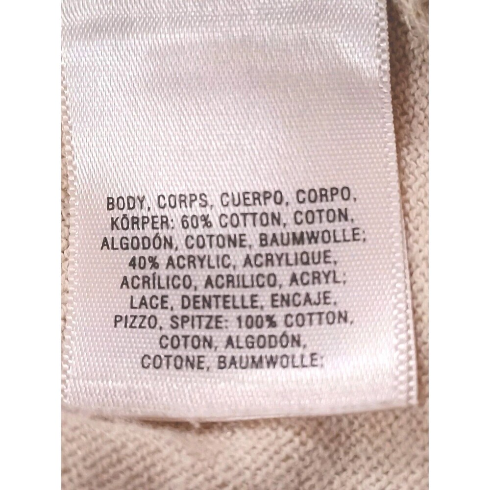 Angel of The North Beige Med Anthropology Knit Sweater With Lace Accent - Picture 7 of 8